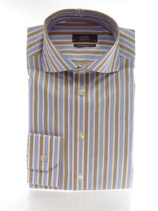 Contemporary Fit: Blue and Brown Stripes Shirt - Eton of Sweden  |  SamsTailoring Clothing