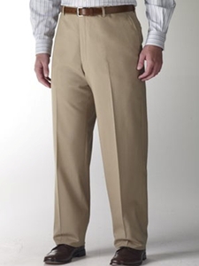 Hart Schaffner Marx Performance Tan Flat Front Trouser 545389659881 - Trousers | Sam's Tailoring Fine Men's Clothing