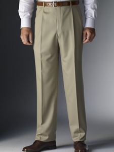 Hickey Freeman Tailored Clothing Taupe Gabardine Trousers 015604010802 - Trousers or Pants | Sam's Tailoring Fine Men's Clothing