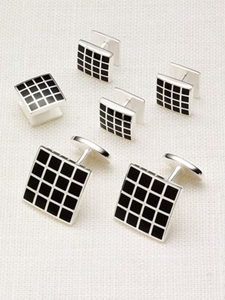 Hickey Freeman Checkerboard Stud Set 5603924R - Cufflink and Bag Accesories | Sam's Tailoring Fine Men's Clothing