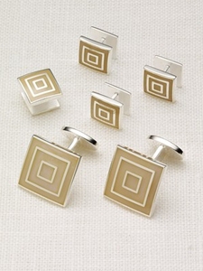 Hickey Freeman Triple Square Stud Set 5603922R - Cufflink and Bag Accesories | Sam's Tailoring Fine Men's Clothing