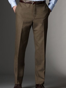 Hickey Freeman Tailored Clothing Modern Mahogany Collection Taupe Flat Front Trousers A7511600007 - Trousers or Pants | Sam's Tailoring Fine Men's Clothing