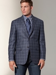 Hart Schaffner Marx Heathered Blue Windowpane Sportcoat 429305326 - Sportcoats | Sam's Tailoring Fine Men's Clothing
