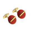 Tateossian London Gold Cufflinks with Round Carnelian BTS8998 - 18k Carat Gold Cufflinks | Sam's Tailoring Fine Men's Clothing
