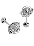 Tateossian London Silver Skeleton Globe - Silver CL0480 - Cufflinks | Sam's Tailoring Fine Men's Clothing