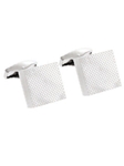 Tateossian London White Mop with Diamond Pattern Silver Quadro Texture CL2266 - Cufflinks | Sam's Tailoring Fine Men's Clothing