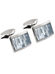 Tateossian London Blue Mother of Pearl Silver Royal Exchange Mop Rect CL0986 - Cufflinks | Sam's Tailoring Fine Men's Clothing