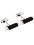 Tateossian London Black Agate Silver Slices Cyclinder CL0989 - Cufflinks | Sam's Tailoring Fine Men's Clothing