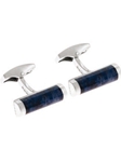 Tateossian London Sodalite Silver Slices Cyclinder CL0990 - Cufflinks | Sam's Tailoring Fine Men's Clothing