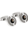 Tateossian London Black Mother of Pearl Silver Snake Round CL0493 - Cufflinks | Sam's Tailoring Fine Men's Clothing