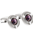 Tateossian London Purple Silver CZ Snake Round CL0993 - Cufflinks | Sam's Tailoring Fine Men's Clothing