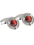 Tateossian London Red Silver CZ Snake Round CL0994 - Cufflinks | Sam's Tailoring Fine Men's Clothing