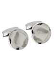 Tateossian London White Mother of Pearl Silver Dune Round CL1410 - Cufflinks | Sam's Tailoring Fine Men's Clothing