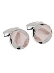 Tateossian London Pink Mother of Pearl Silver Dune Round CL1413 - Cufflinks | Sam's Tailoring Fine Men's Clothing