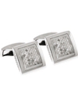 Tateossian London Mother of Pearl Silver Pillow Check CL1061 - Cufflinks | Sam's Tailoring Fine Men's Clothing