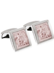 Tateossian London Pink Mother of Pearl Silver Pillow Check CL1063 - Cufflinks | Sam's Tailoring Fine Men's Clothing