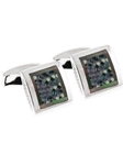 Tateossian London Black Mother of Pearl Silver Pillow Check CL1064 - Cufflinks | Sam's Tailoring Fine Men's Clothing