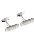 Tateossian London Mother of Pearl Silver Stripe Hexagon Cyclinder CL0981 - Cufflinks | Sam's Tailorinng Fine Men's Clothing
