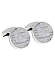 Tateossian London Blue Mother of Pearl Silver Bamboo Round CL1466 - Cufflinks | Sam's Tailoring Fine Men's Clothing
