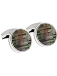 Tateossian London Black Mother of Pearl Silver Bamboo Round CL1465 - Cufflinks | Sam's Tailoring Fine Men's Clothing