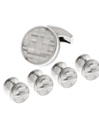 Tateossian London White Mother of Pearl Silver Bamboo Round SC0029 - Cufflinks | Sam's Tailoring Fine Men's Clothing