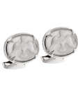 Tateossian London Peace Mother of Pearl Silver Crystal Reverse Intaglio Oval CL1517 - Cufflinks | Sam's Tailoring Fine Men's Clothing