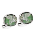 Tateossian London Liberty Black Mother of Pearl Silver Crystal Reverse Intaglio Oval CL1518 - Cufflinks | Sam's Tailoring Fine Men's Clothing