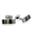 Tateossian London RT Tablet Striped - Black and White CL2693 - Cufflinks | Sam's Tailoring Fine Men's Clothing
