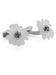Tateossian London Silver Carved Flora Barberton - Frosted Quartz CL2777 - Cufflinks | Sam's Tailoring Fine Men's Clothing