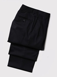 Hart Schaffner Marx Gabardine Navy Double Pleat Trouser 535215466719 - Trousers | Sam's Tailoring Fine Men's Clothing