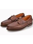 Dark Brown Grain Leather Laces Boat Shoe | Mephisto Men's Shoes | Sam's Tailoring Fine Men's Clothing