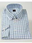 Robert Talbott White and Sky Blue High Medium Spread Under Button Collar Check Estate Shirt F8473T7U - Dress Shirts | Sam's Tailoring Fine Men's Clothing