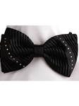 Italo Ferretti Black Diagonal Pleated with Swarovski Bow Tie D017 - Spring 2017 Collection Bow Ties | Sam's Tailoring Fine Men's Clothing