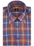 Robert Talbott Orange Medium Spread Collar Check Sport Shirt LUM14004-01 - Spring 2015 Collection Sport Shirts | Sam's Tailoring Fine Men's Clothing