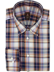 Robert Talbott Orange Windowpane Check Medium Spread Collar Estate Sutter Dress Shirt F6746T7U-51 - Spring 2015 Collection Dress Shirts | Sam's Tailoring Fine Men's Clothing