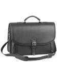 Aston Leather Black Briefcase with Front Gusseted Pocket 215-BC - Spring 2016 Collection Business and Travel Essentials | Sam's Tailoring Fine Men's Clothing