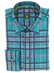 Robert Talbott Teal Anderson Windowpane Plaid Check Wide Spread Collar Sport Shirt LUM4400D-03 - Spring 2015 Collection Sport Shirts | Sam's Tailoring Fine Men's Clothing