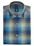 Robert Talbott Lagoon with Plaid Check Design Wide Spread Collar Classic Fit Anderson Sport Shirt LUM15S26-01 - Spring 2015 Collection Sport Shirts | Sam's Tailoring Fine Men's Clothing