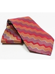 Jhane Barnes Red with Orange Wavy Stripes Design Silk Tie JLPJBT0033 - Ties or Neckwear | Sam's Tailoring Fine Men's Clothing