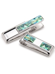 Mother of Pearl Green Abalone 2 Pocket Money Clip | M-Clip New Money Clip | Sams Tailoring