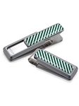 White & Dark Green Inlay Money Clip  | M-Clip New Money Clip | Sams Tailoring