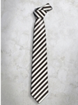 Brown & White Classic Stripes Refined Silk Tie | Italo Ferretti Super Class Collection | Sam's Tailoring