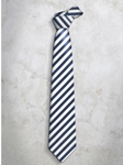 Blue & White Classic Stripes Refined Silk Tie | Italo Ferretti Super Class Collection | Sam's Tailoring