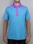 Aqua "Del Mar" Contrast Yoke Polo Shirt | Betenly Golf Polos Collection | Sam's Tailoring