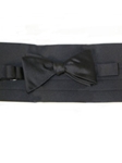 Robert Talbott Cumbbow Pretied Black Satin 010256F-01 - Bow Ties & Sets | Sam's Tailoring Fine Men's Clothing