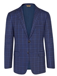 Navy Windowpane Check Side Vents Traveler Jacket | Hickey FreeMan Spring Collection 2017 | Sams Tailoring
