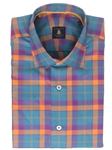 Turquoise, Purple and Orange Plaid Crespi III Trim Fit Sport Shirt | Robert Talbott Spring 2017 Collection  | Sam's Tailoring