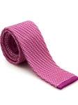 Raspberry, Pink and White Textured SQ End 2.36" Knit Tie | Robert Talbott Spring 2017 Collection | Sam's Tailoring
