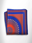 Blue and Orange Patterned Silk Pocket Square | Italo Ferretti Spring Summer Collection | Sam's Tailoring