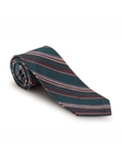 Teal, Red, White and Sky Stripe 7 Fold Tie | Seven Fold Fall Ties Collection | Sam's Tailoring Fine Men Clothing